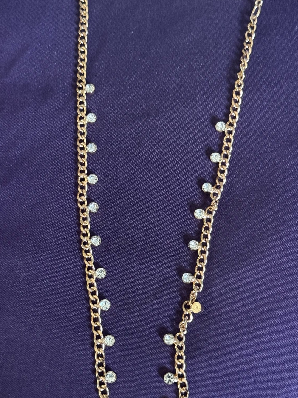 AND Gold Chain Necklace with Clear Crystal Accents
